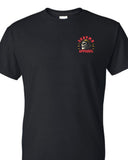 Black t-shirt with JRNYMN Apparel text and skull