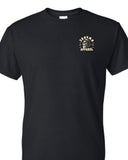 Black t-shirt with a graphic design and Building Shit You cant text on the back, featuring a skeleton and tools. JRNYMN Apparel