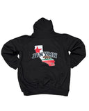 Black hoodie with a graphic design on the back featuring California state outline and JRNYMN text.