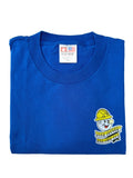 blue t-shirt with F.A.F.O logo on a white background
