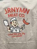 Tan t-shirt with JRNYMN Meat Co. logo featuring a cartoon butcher and text.